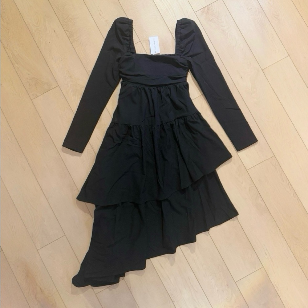 black weworewhat puff sleeve asymmetrical dress BNWT